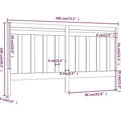 vidaXL Tête de lit Noir 186x4x100 cm Bois massif de pin 817809