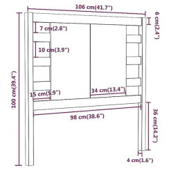vidaXL Tête de lit Noir 106x4x100 cm Bois massif de pin 818759
