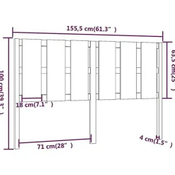 vidaXL Tête de lit Noir 155,5x4x100 cm Bois massif de pin 817999