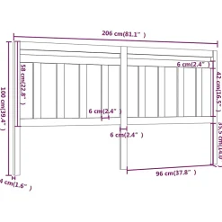 vidaXL Tête de lit Noir 206x4x100 cm Bois massif de pin 814118
