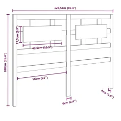 vidaXL Tête de lit Noir 125,5x4x100 cm Bois massif de pin 818034