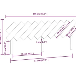 vidaXL Tête de lit 196x3x80,5 cm Bois massif de pin 819240