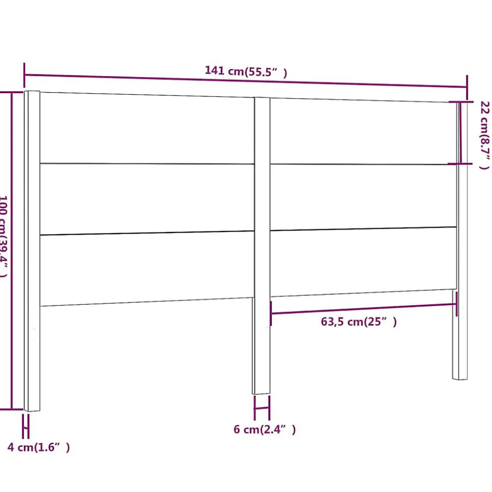 vidaXL Tête de lit 141x4x100 cm Bois massif de pin 818715