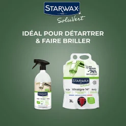 Vinaigre blanc détartrant pulvérisateur 14° Starwax 1L