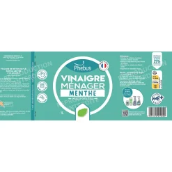 Vinaigre de nettoyage surpuissant 9,5° parfum menthe Phebus 1L