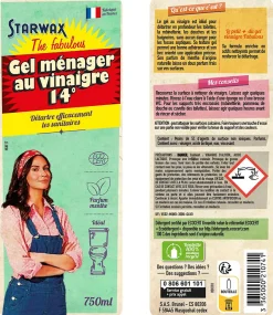 Vinaigre gel ménager a 14° Starwax The fabulous 750ml
