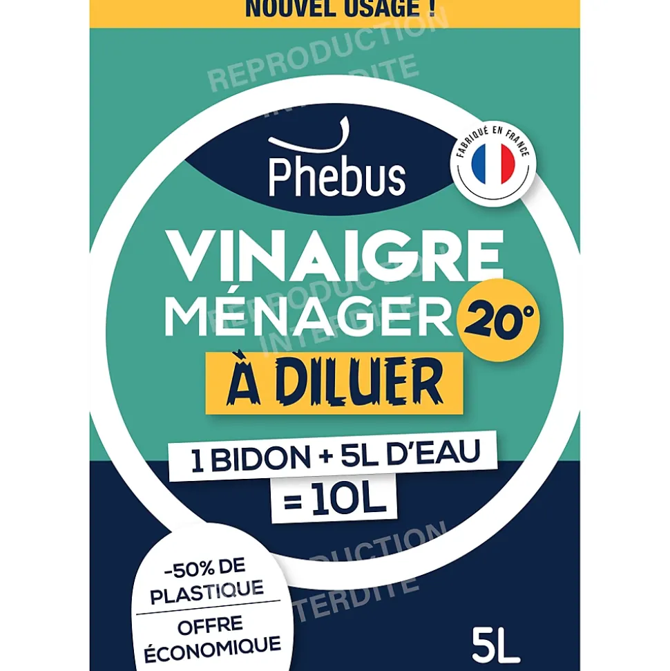 Vinaigre ménager à diluer 20° Phebus 5L