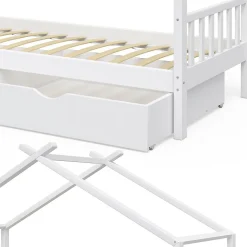 Vitalispa Lit cabane Blanc 90x200 cm avec 2 tiroirs