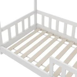 Vitalispa Lit cabane Blanc 80x160 cm avec protection anti-chute