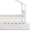 Vitalispa Lit cabane Blanc 90x200 cm avec lit dappoint