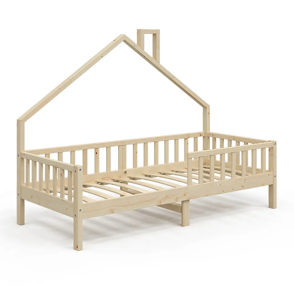Vitalispa Lit de maison Naturel bois 90x200 cm