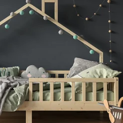 Vitalispa Lit de maison Naturel bois 90x200 cm