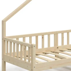 Vitalispa Lit de maison Naturel bois 90x200 cm