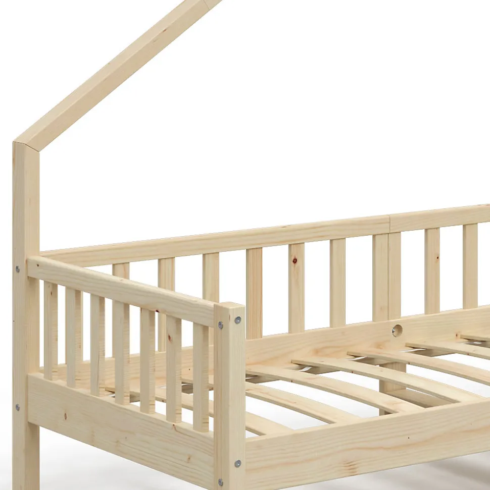 Vitalispa Lit de maison Naturel bois 90x200 cm