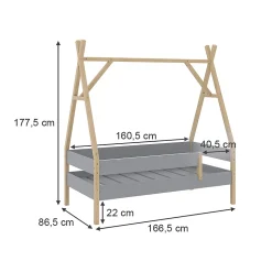 Vitalispa Lit denfant Gris 80x160 cm