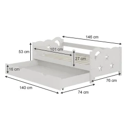 Vitalispa Lit pour enfant Blanc 70x140 cm avec tiroir et matelas