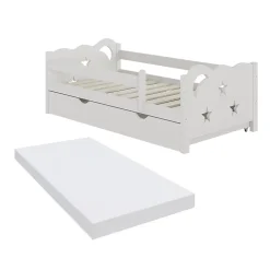 Vitalispa Lit pour enfant Blanc 70x140 cm avec tiroir et matelas