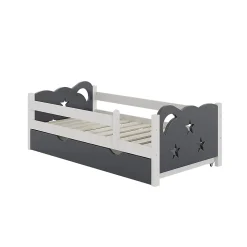 Vitalispa Lit pour enfant Gris 70x140 cm avec tiroir, sans matelas