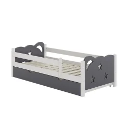Vitalispa Lit pour enfant Gris 80x160 cm avec tiroir, sans matelas