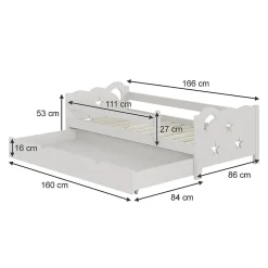 Vitalispa Lit pour enfant Blanc 80x160 cm avec tiroir, sans matelas