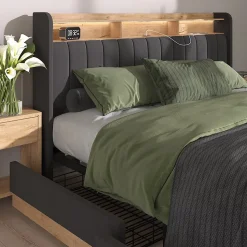 Vitalispa Lit rembourré Anthracite 180x200 cm avec matelas