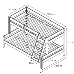 Vitalispa Lit superposé Blanc 120x200 / 80x200 cm