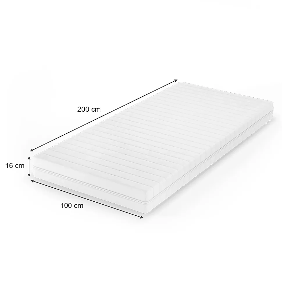 Vitalispa Matelas en mousse froide Blanc 100x200cm H3 degré de dureté, 7 zones
