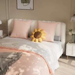 140X200 Parure de lit 4 pièces, lit double, grand lit, 1 housse de couette, 1 drap-housse et 2 taies d'oreiller,rose