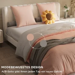 140X200 Parure de lit 4 pièces, lit double, grand lit, 1 housse de couette, 1 drap-housse et 2 taies d'oreiller,rose